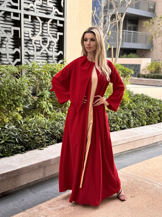 Crimson Elegance Abaya