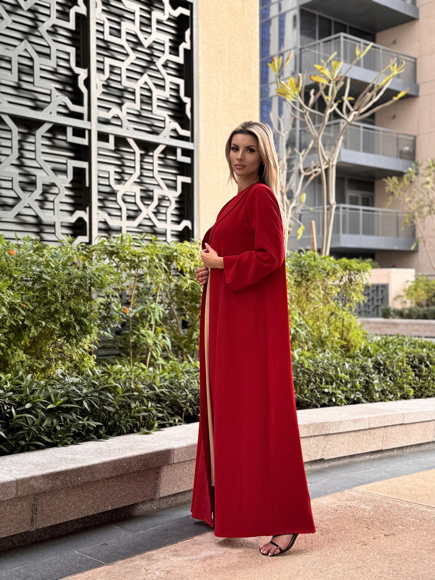 Crimson Elegance Abaya