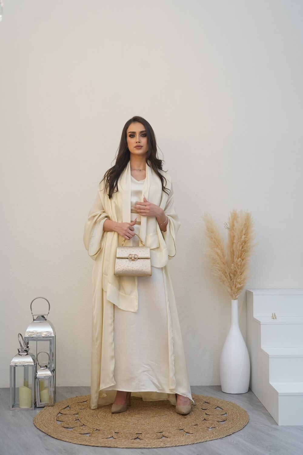 White Golden Abaya